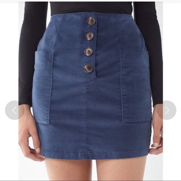 BDG Dresses & Skirts - BDG by Urban Outfitters blue velvet corduroy mini skirt with pockets